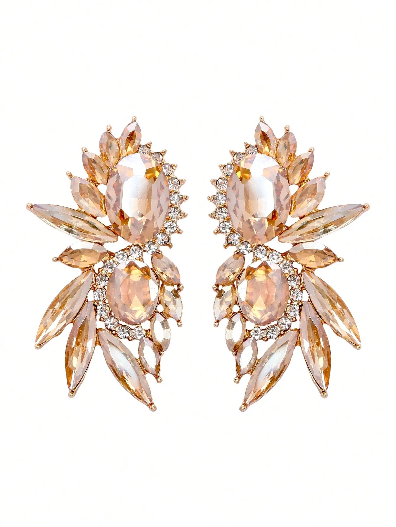 1 pair Champagne Glass Rhinestone Earrings