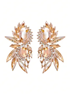 1 pair Champagne Glass Rhinestone Earrings
