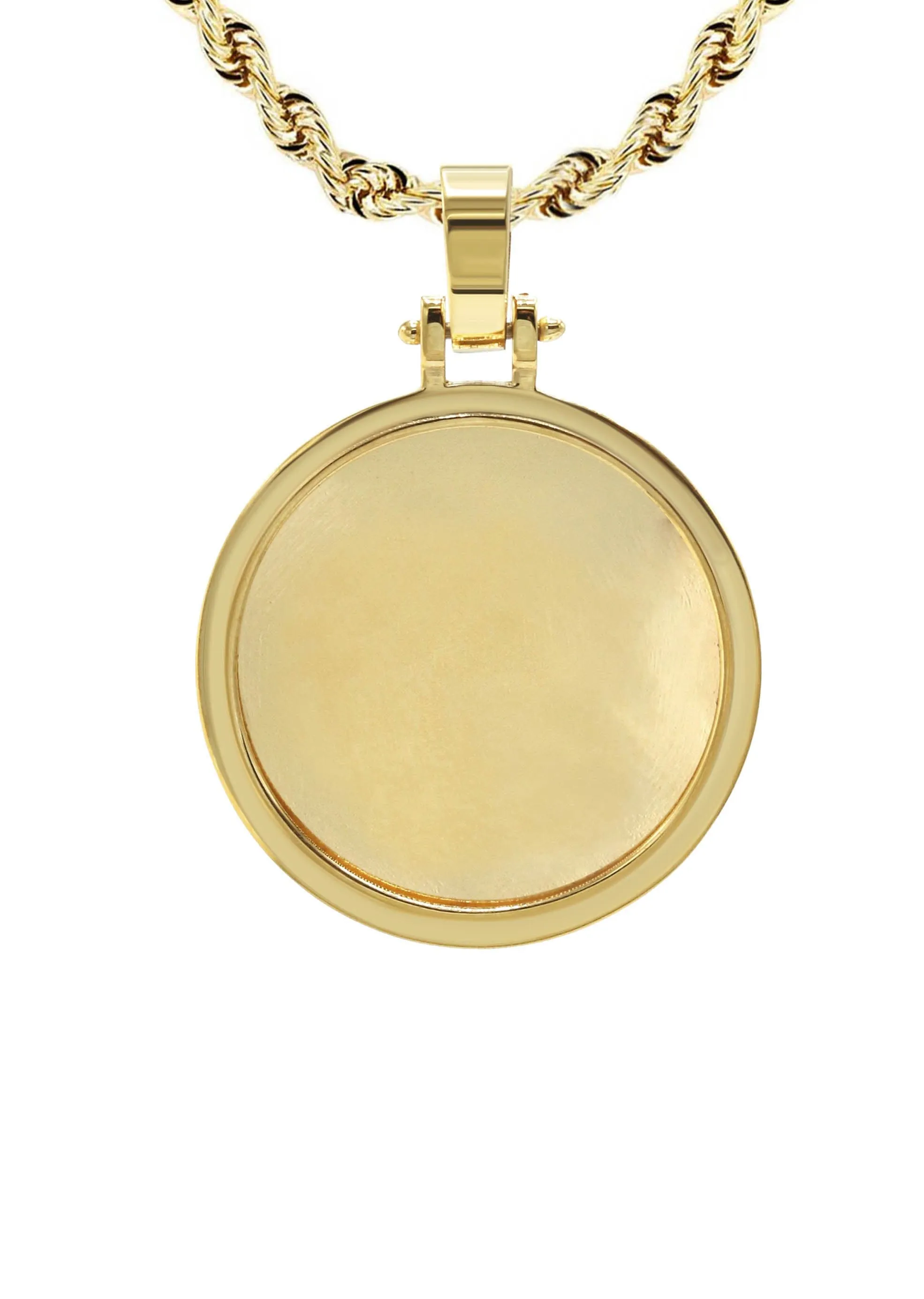 10K/14K Yellow Gold Large Round Picture Pendant Necklace