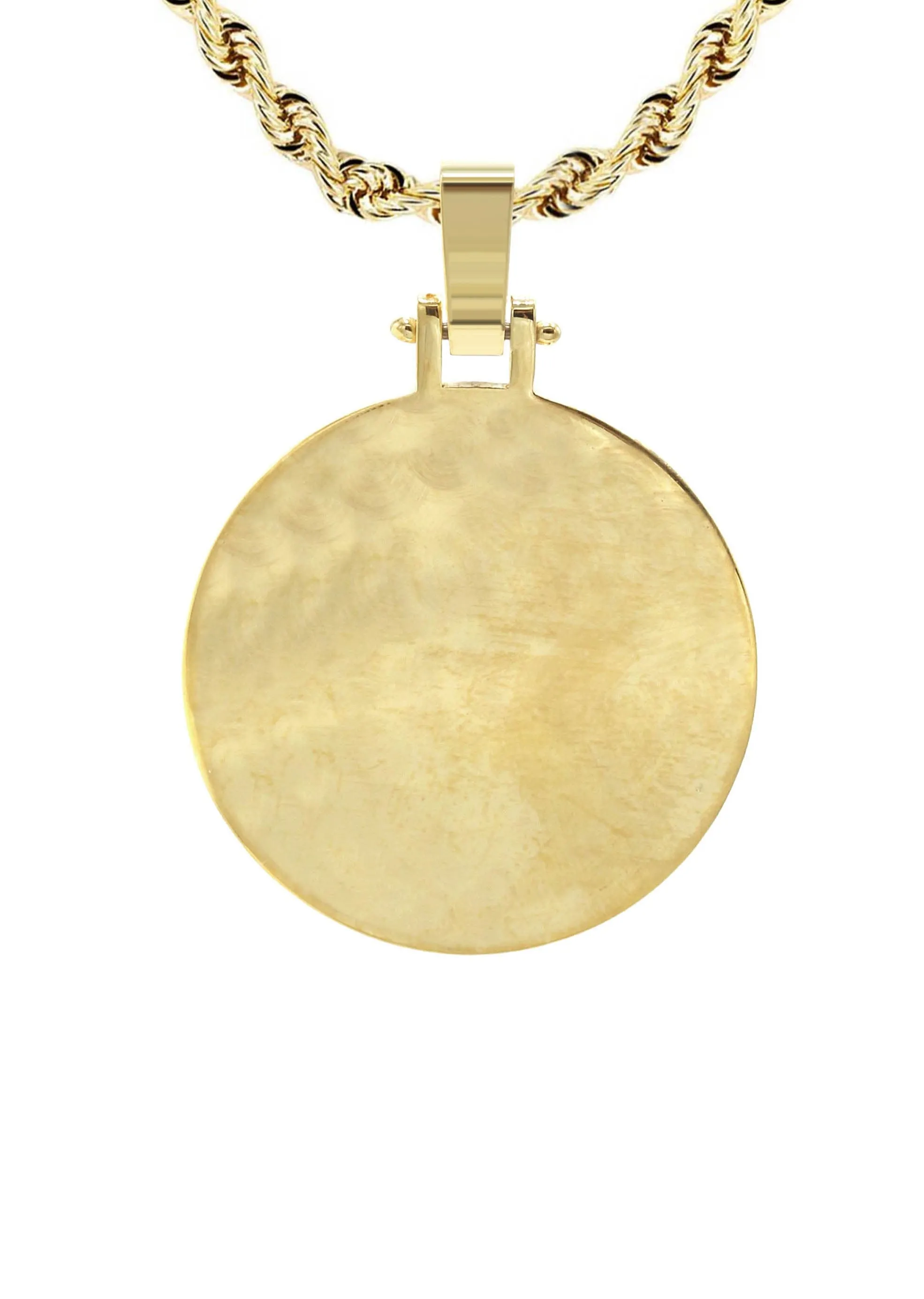10K/14K Yellow Gold Large Round Picture Pendant Necklace