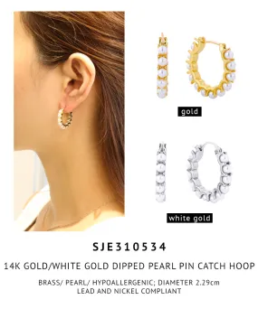 14K Gold Dipped Pearl Pincatch Earrings