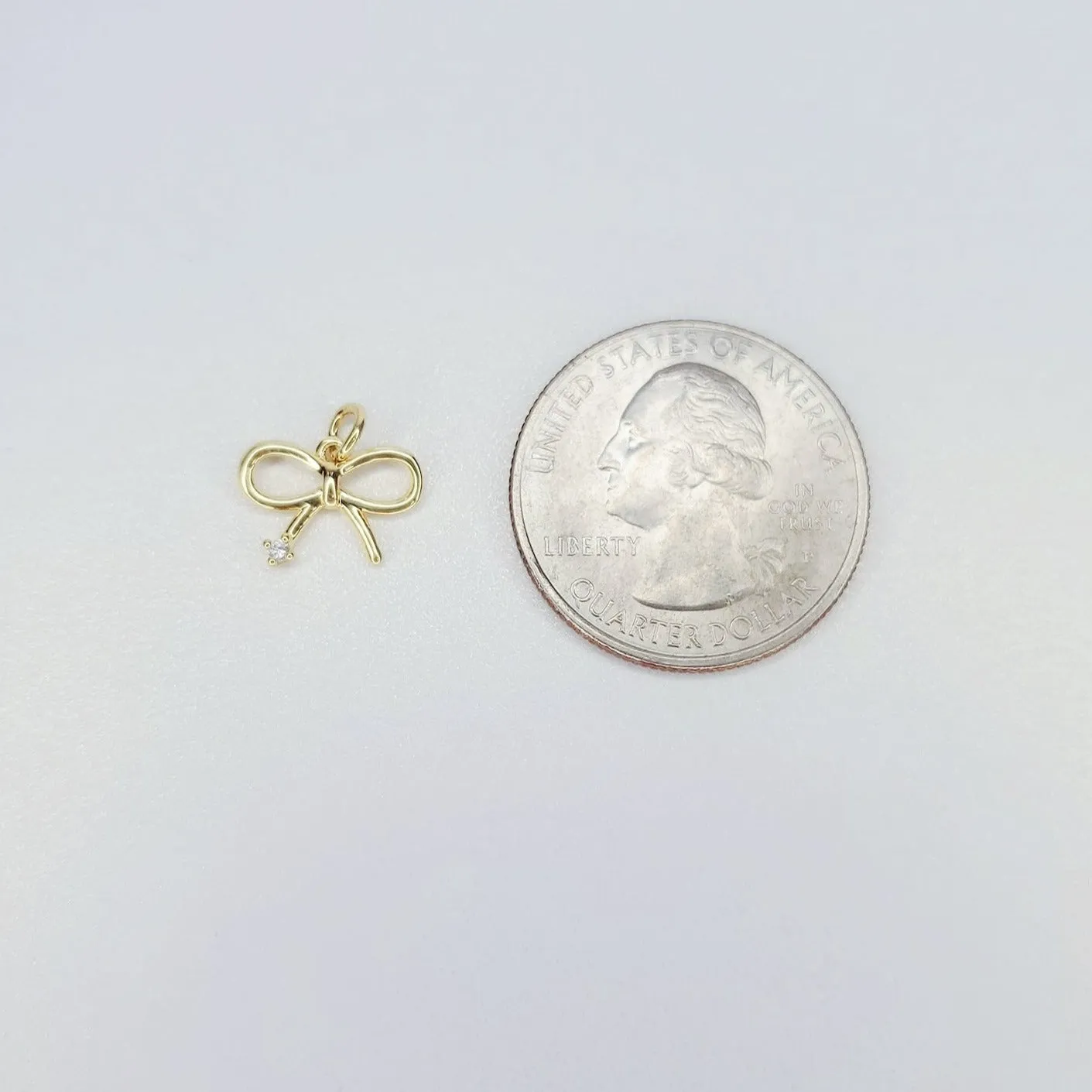14K Gold Filled Cubic Zirconia Accent Mini Bow Charm