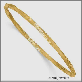 14k Gold Satin Finish Diamond-cut Twist Bangle