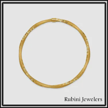 14k Gold Satin Finish Diamond-cut Twist Bangle