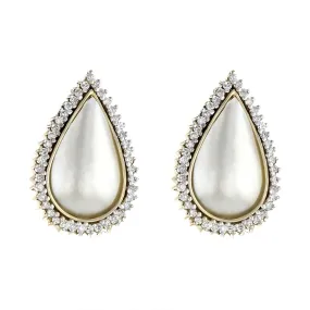 14K Mabe Pearl and Diamond Pear-Shaped Earrings