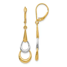 14k Two tone Dangle Leverback Earrings