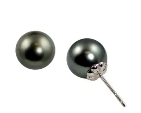 14K White 8 mm Tahitian Pearl Stud Earrings