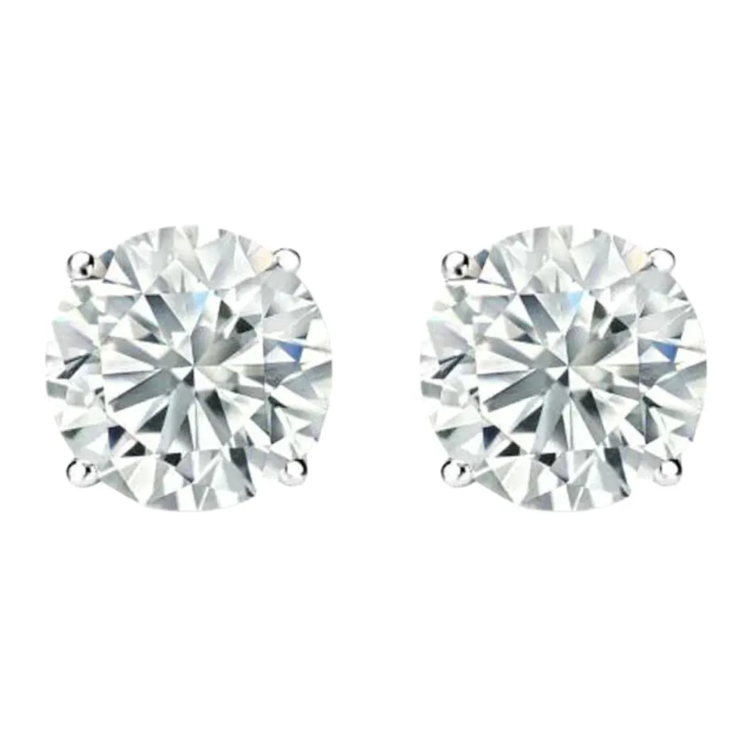 14k White and Rose Gold 1/2 Carat Solitaire Created Diamond 2 Pair Round and Princess Stud Earrings
