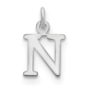 14k White Gold Cut-Out Letter N Initial Design Charm Pendant