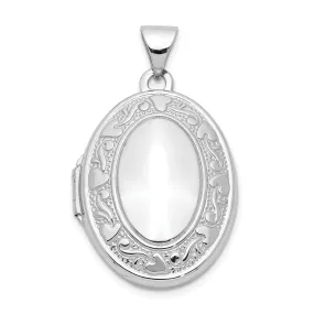 14k White Gold oval Locket Pendant