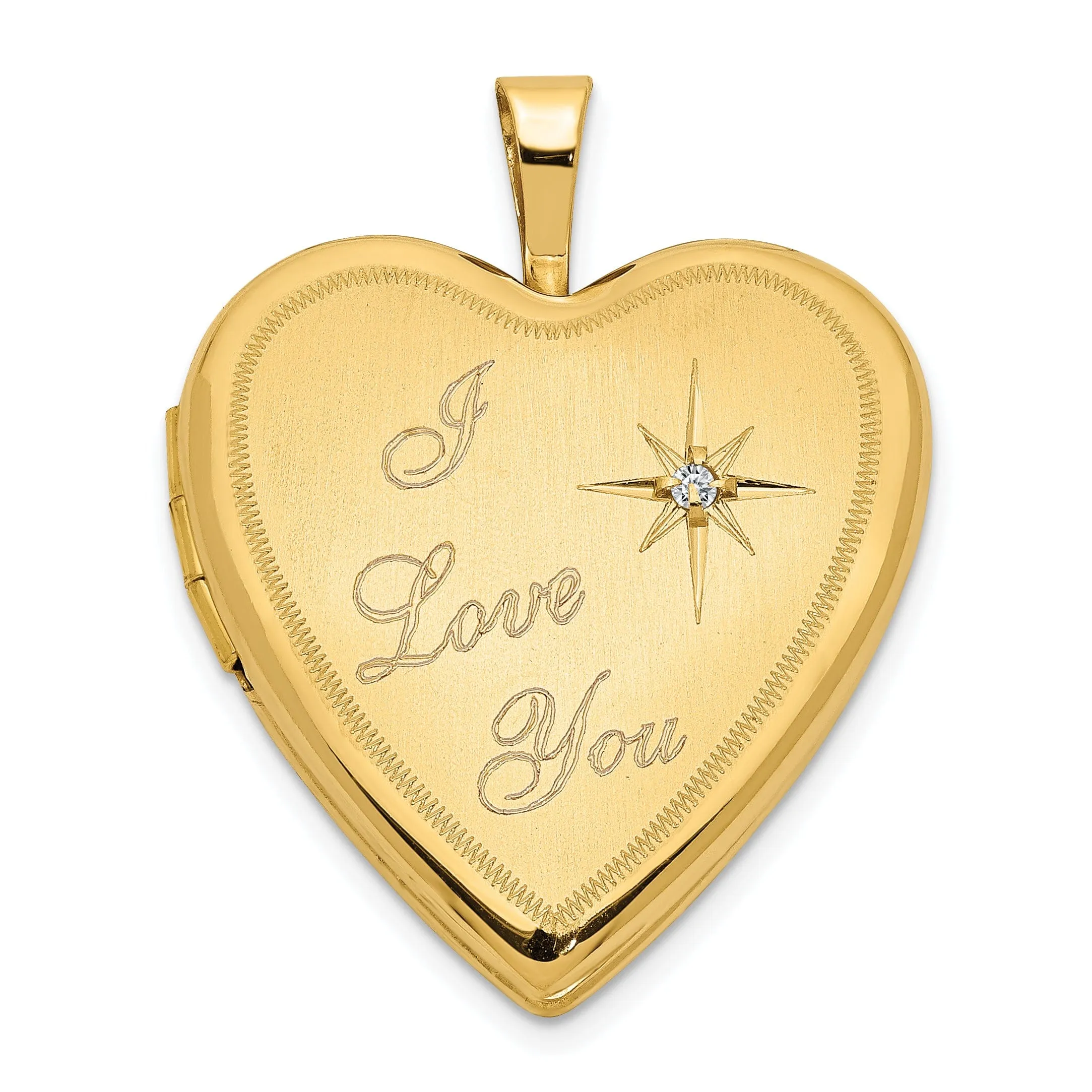 14k Yellow Gold I Love You Diamond Heart Locket