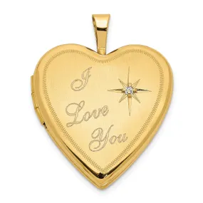 14k Yellow Gold I Love You Diamond Heart Locket