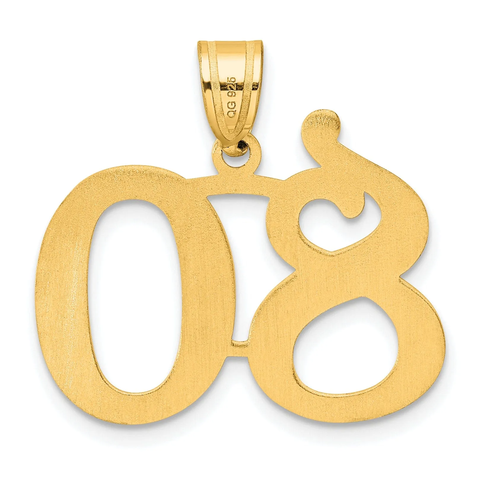 14k Yellow Gold Polished Finish Number 80 Charm Pendant