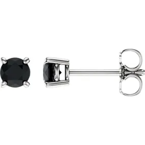 14KT Gold 1/2 CTW Round Black Diamond Stud Earrings