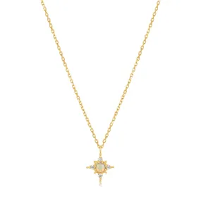 14kt Gold Australian Opal & White Sapphire Star Necklace