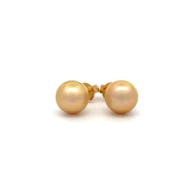 18K Yellow Gold South Sea Cultured 9 -10 mm Pearl Stud Earrings