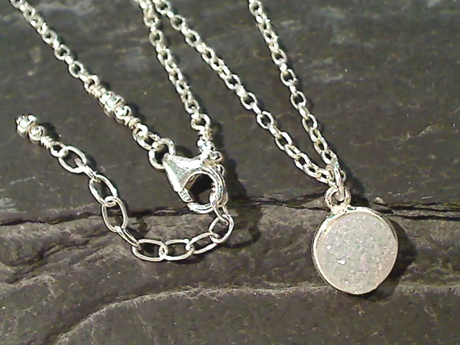 18" - 19" Druzy Quartz, Sterling Silver Necklace