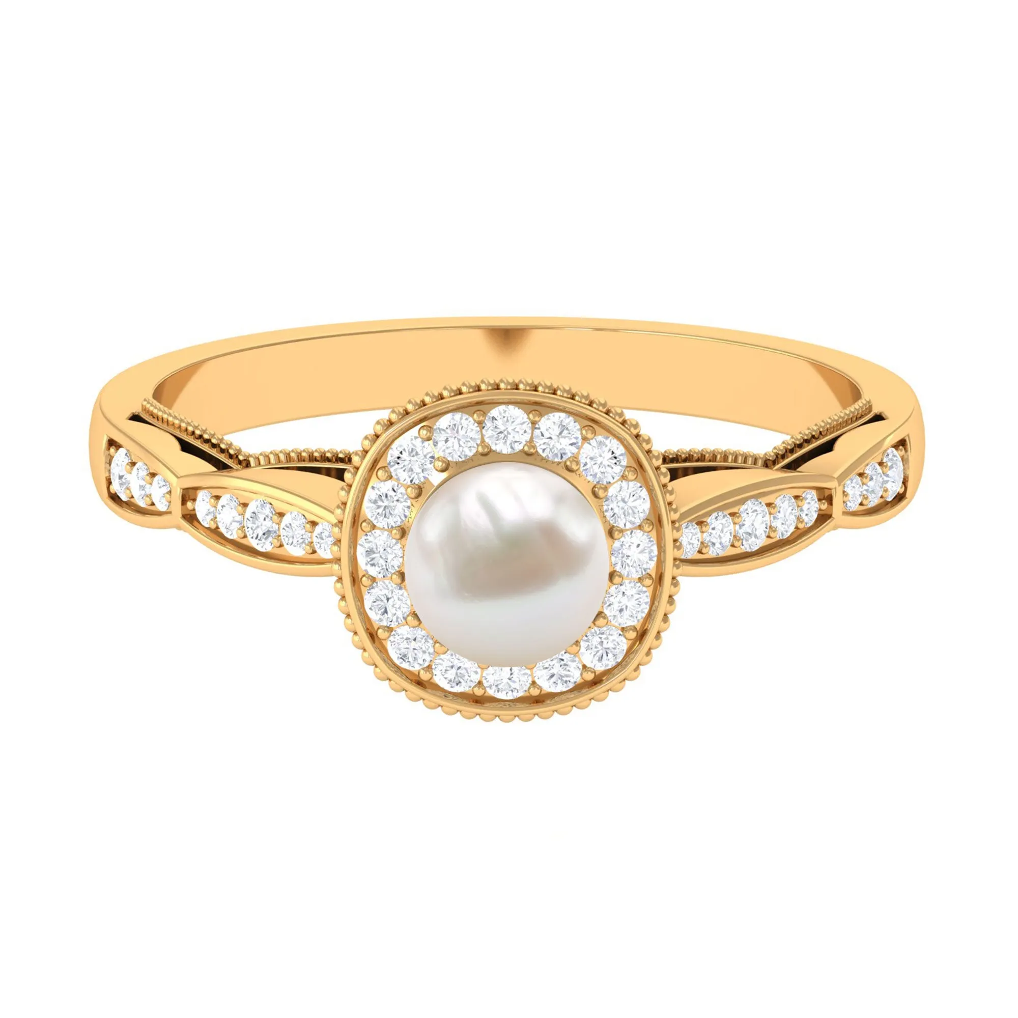 2.25 CT Freshwater Pearl and Diamond Engagement Ring
