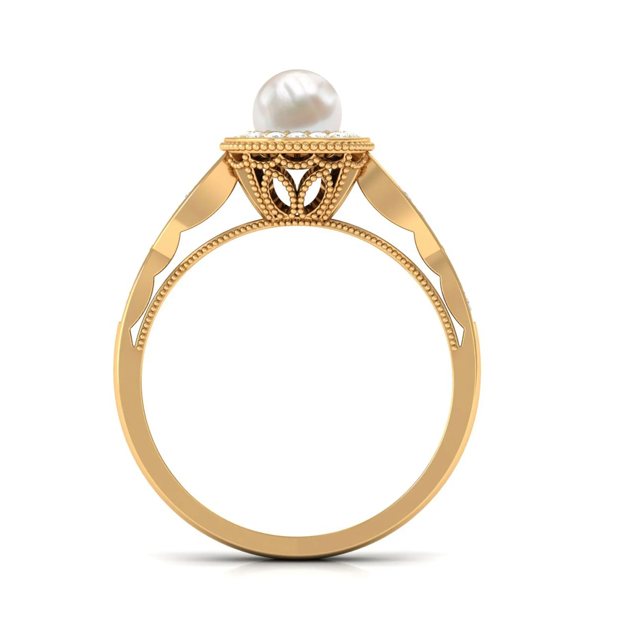 2.25 CT Freshwater Pearl and Diamond Engagement Ring