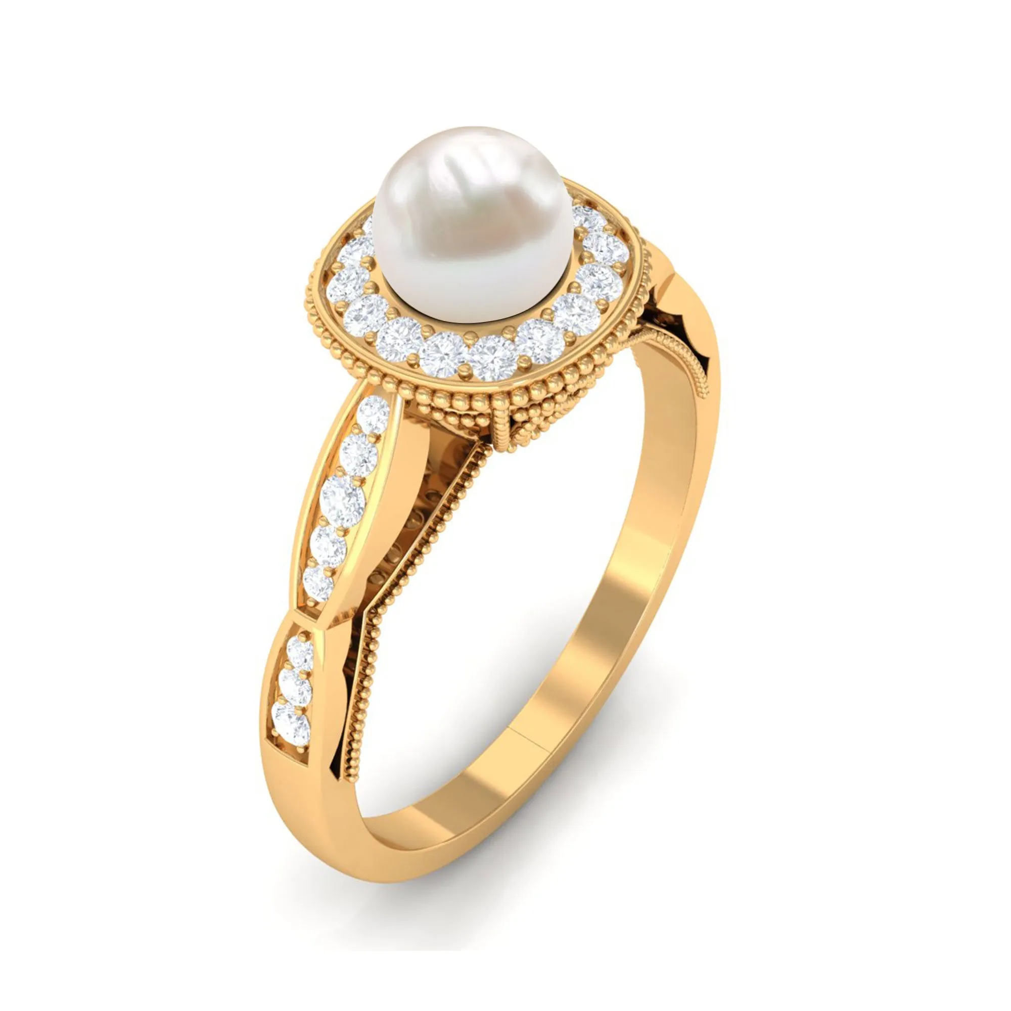 2.25 CT Freshwater Pearl and Diamond Engagement Ring