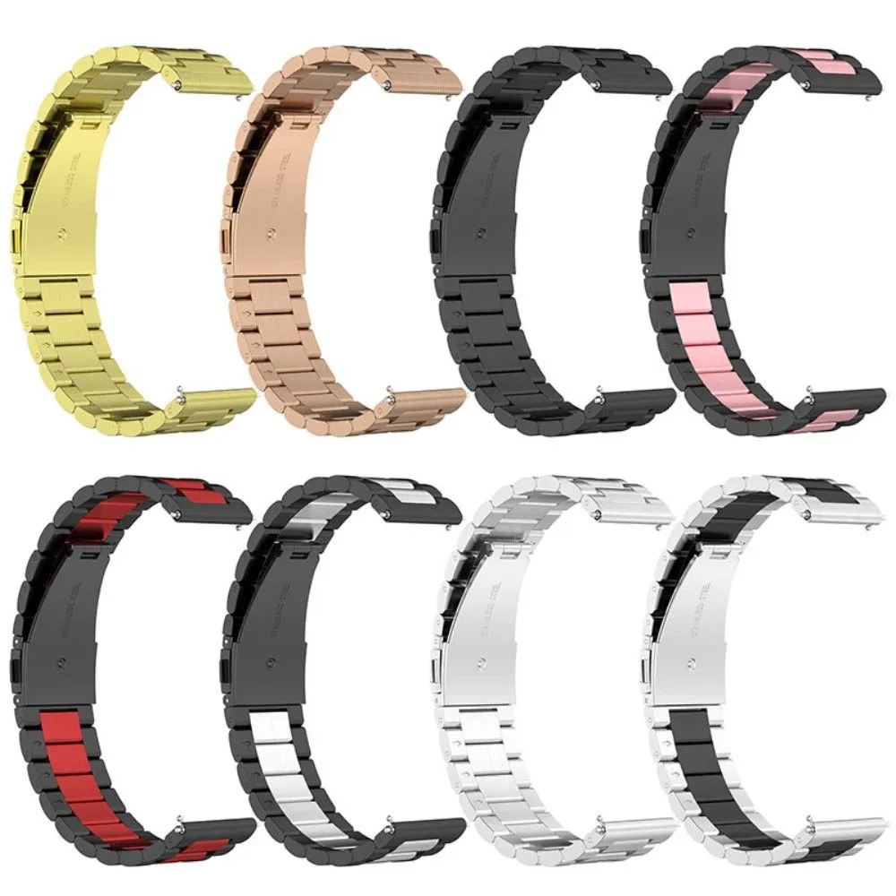 22mm Huawei Watch GT Runner / GT 3 46mm triple bead stainless steel watch strap - Black / Silver / Black