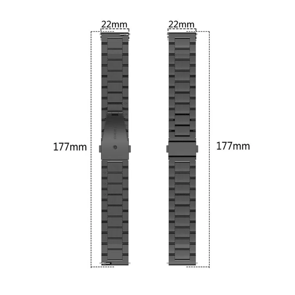 22mm Huawei Watch GT Runner / GT 3 46mm triple bead stainless steel watch strap - Black / Silver / Black