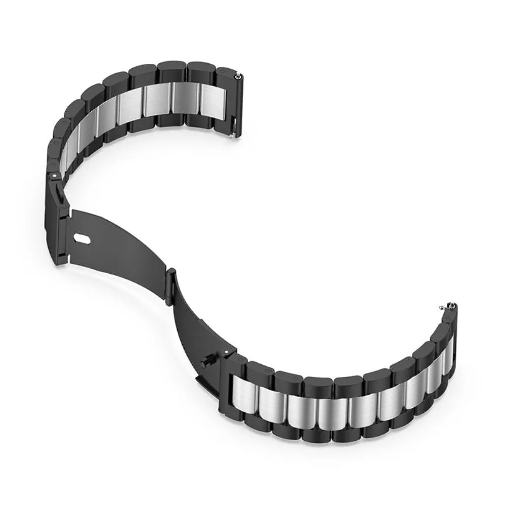 22mm Huawei Watch GT Runner / GT 3 46mm triple bead stainless steel watch strap - Black / Silver / Black