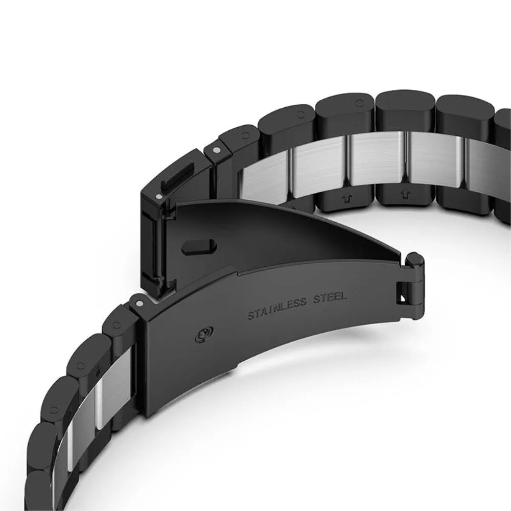 22mm Huawei Watch GT Runner / GT 3 46mm triple bead stainless steel watch strap - Black / Silver / Black