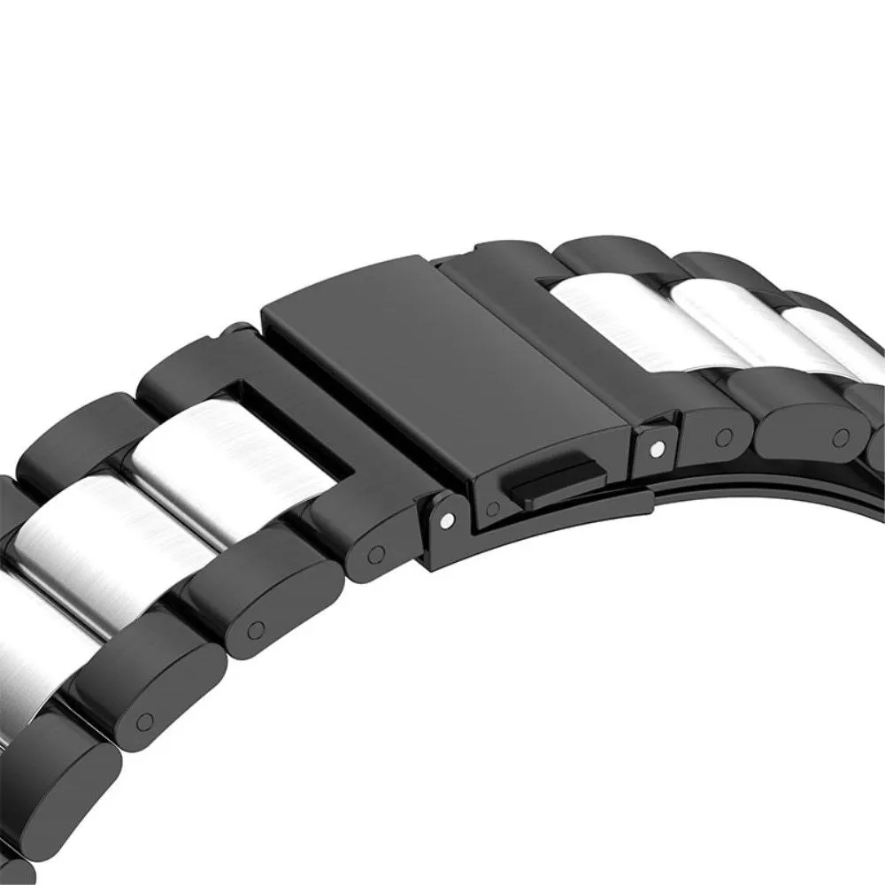 22mm Huawei Watch GT Runner / GT 3 46mm triple bead stainless steel watch strap - Black / Silver / Black