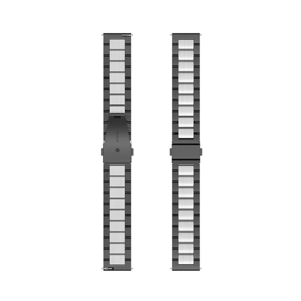 22mm Huawei Watch GT Runner / GT 3 46mm triple bead stainless steel watch strap - Black / Silver / Black