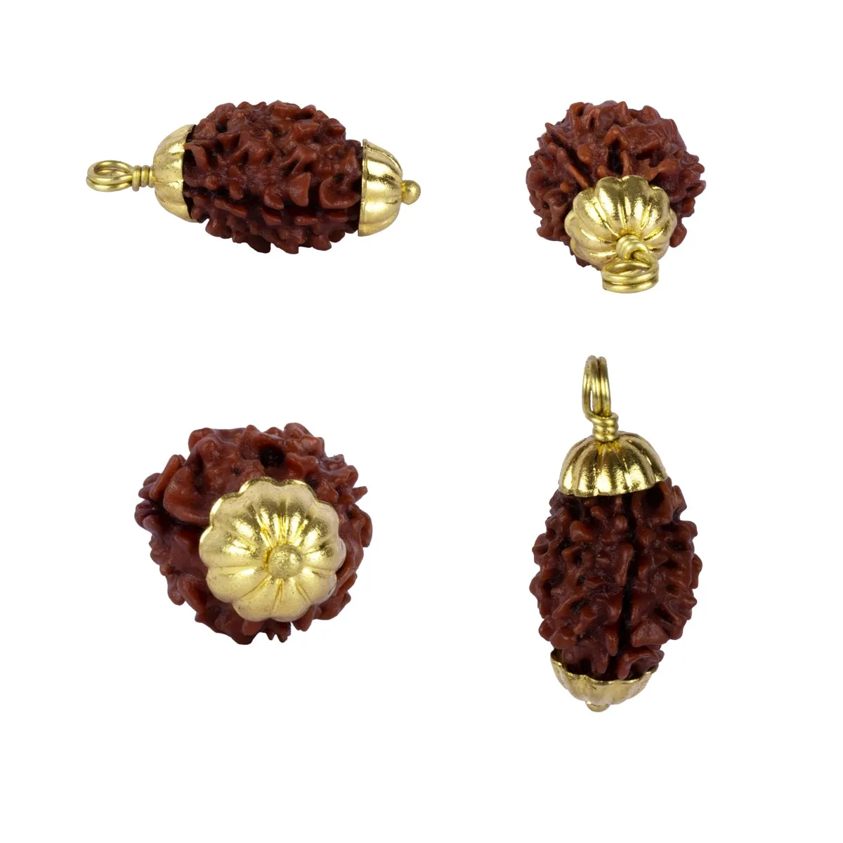 3 Face Rudraksha Bead Pendant | Himalayan Rudraksha Bead/ Golden Cup Rudraksha Locket for Men & Women