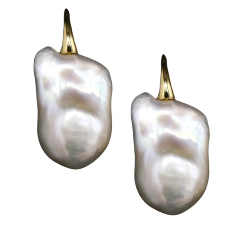 306-07-G | WILD PEARL DROP EARRING ( GRAY/GOLD)