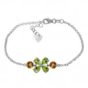 3.15 Carat 14K Solid White Gold Bracelet Peridot Citrine