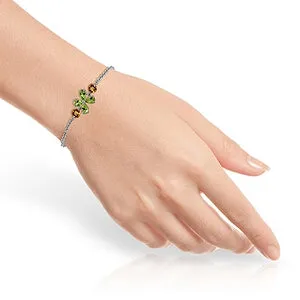 3.15 Carat 14K Solid White Gold Bracelet Peridot Citrine