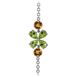 3.15 Carat 14K Solid White Gold Bracelet Peridot Citrine