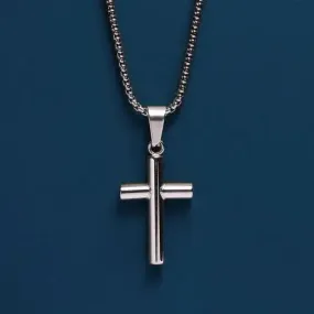 316L Stainless Steel Medium Bamboo Cross Necklace - 18in