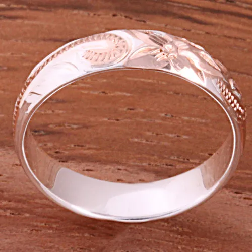 4mm Hawaiian Scroll Two Tone Pink Gold Plated Smooth Edge Toe Ring