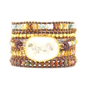 5 Wrap Natural Stone Boho Bracelets
