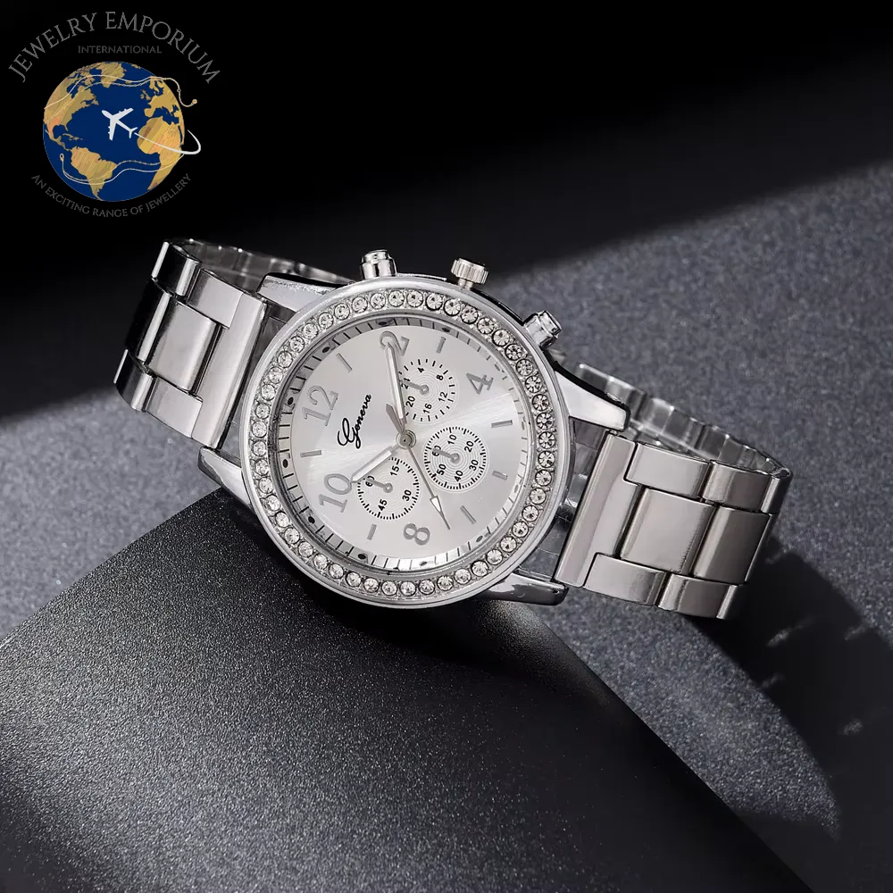 6PCS Set Luxury Watch Women Ring Necklace Earrings Rhinestone Fashion Wristwatch Female Casual Ladies Watches Bracelet Set Clock