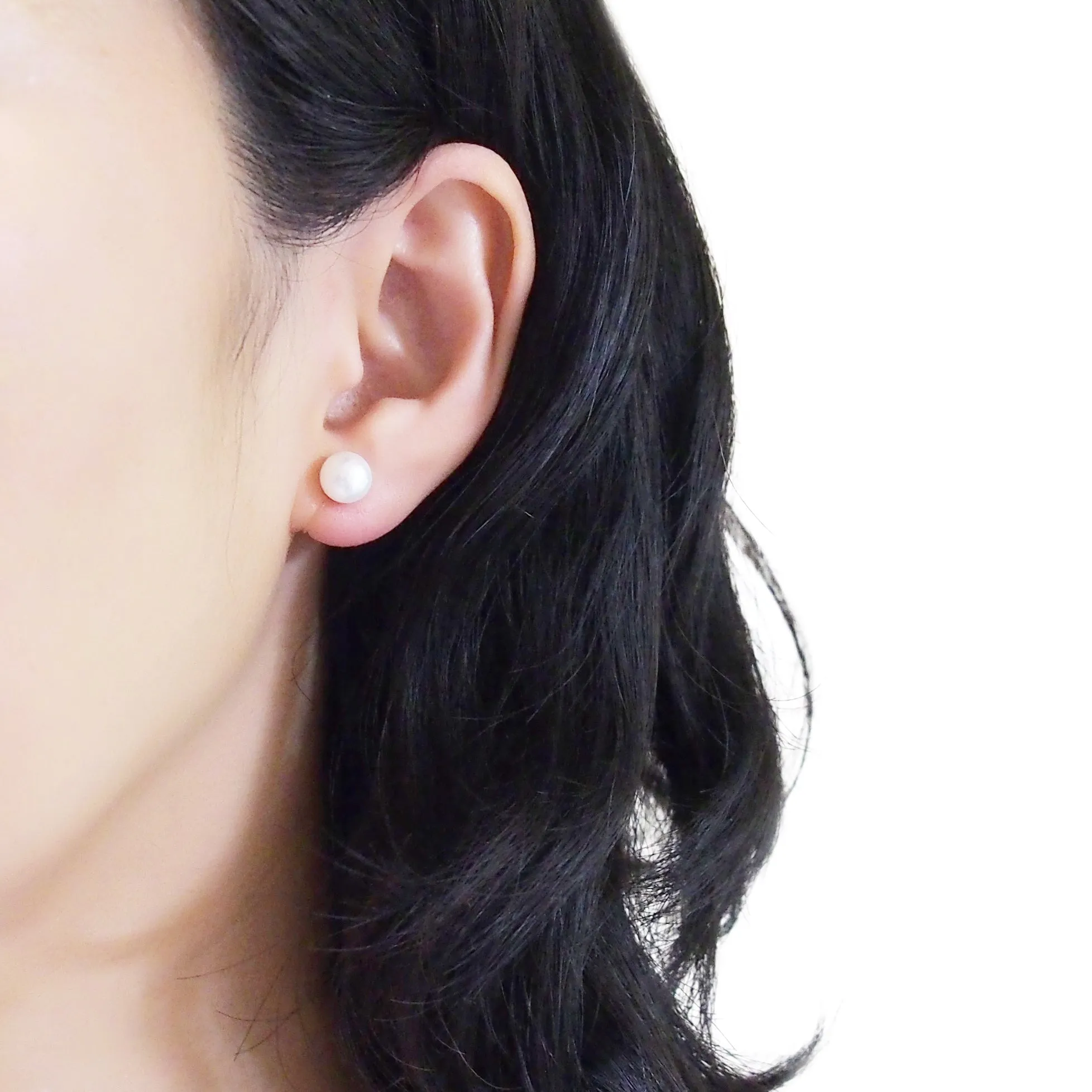 8 mm Freshwater pearl invisible clip on stud earrings