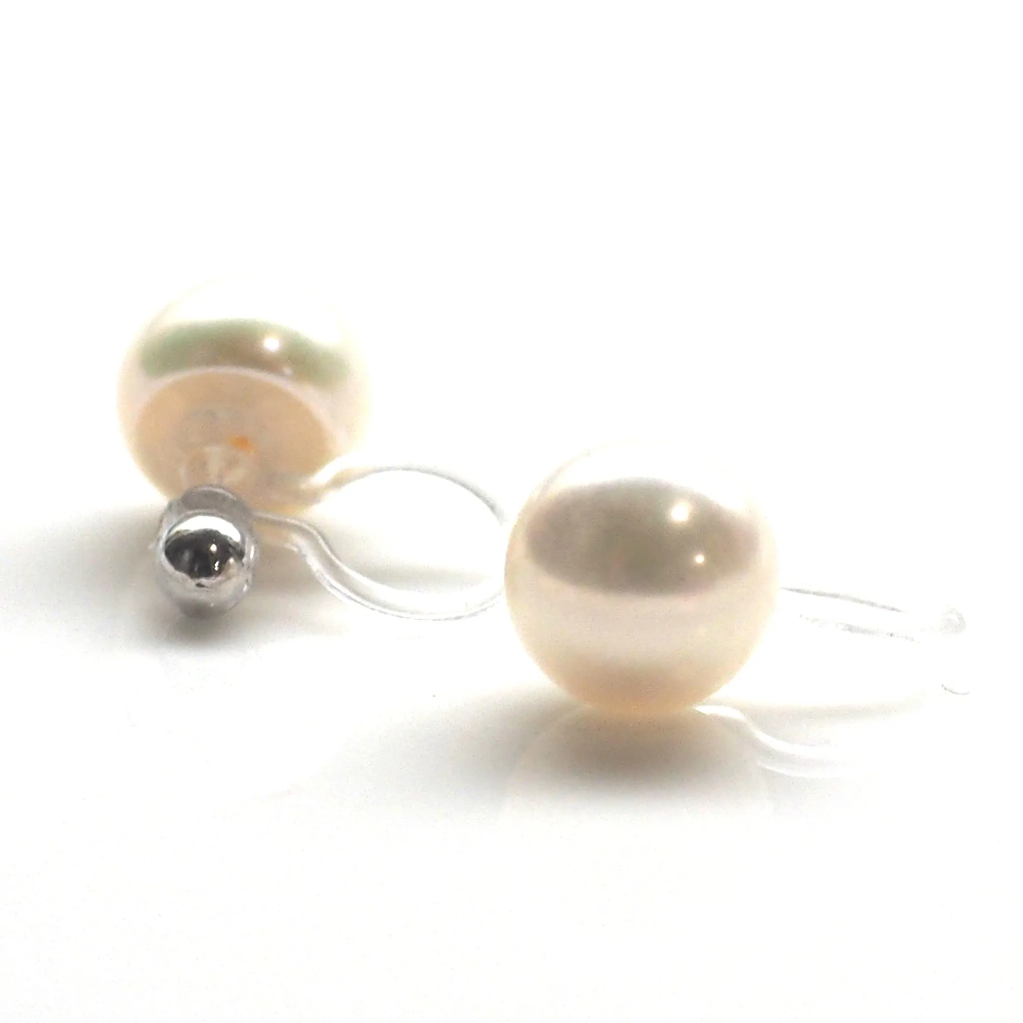 8 mm Freshwater pearl invisible clip on stud earrings