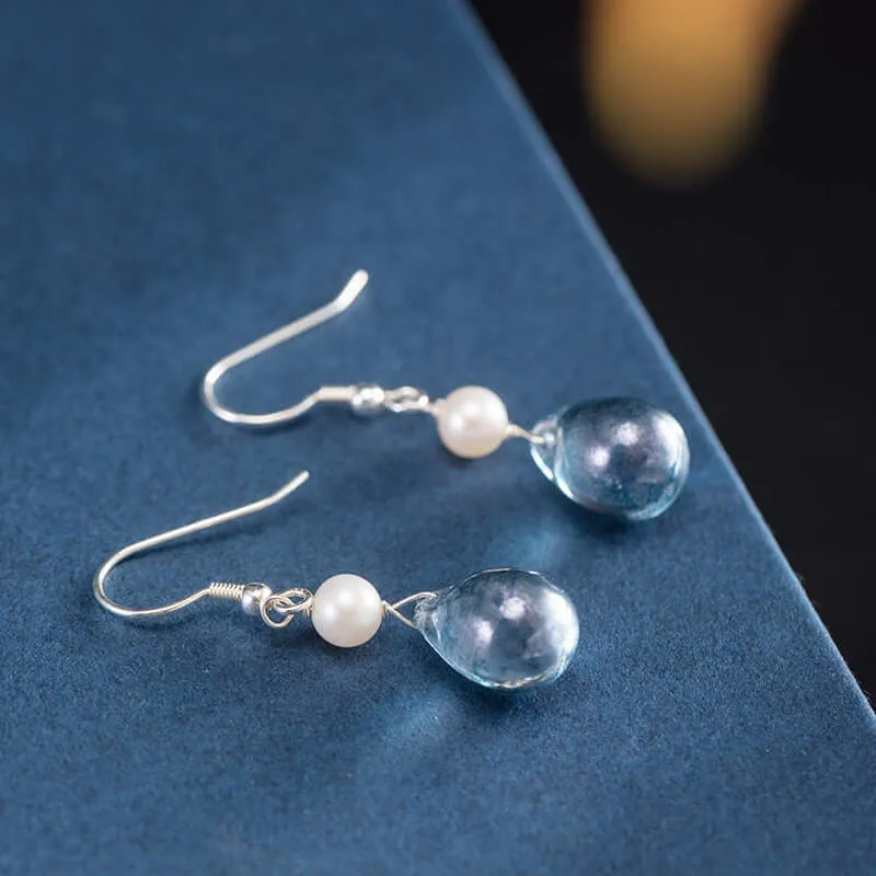 925 Silver Ink Pearl Earrings