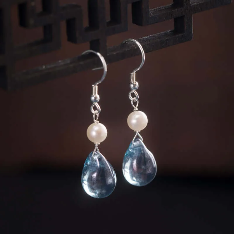 925 Silver Ink Pearl Earrings