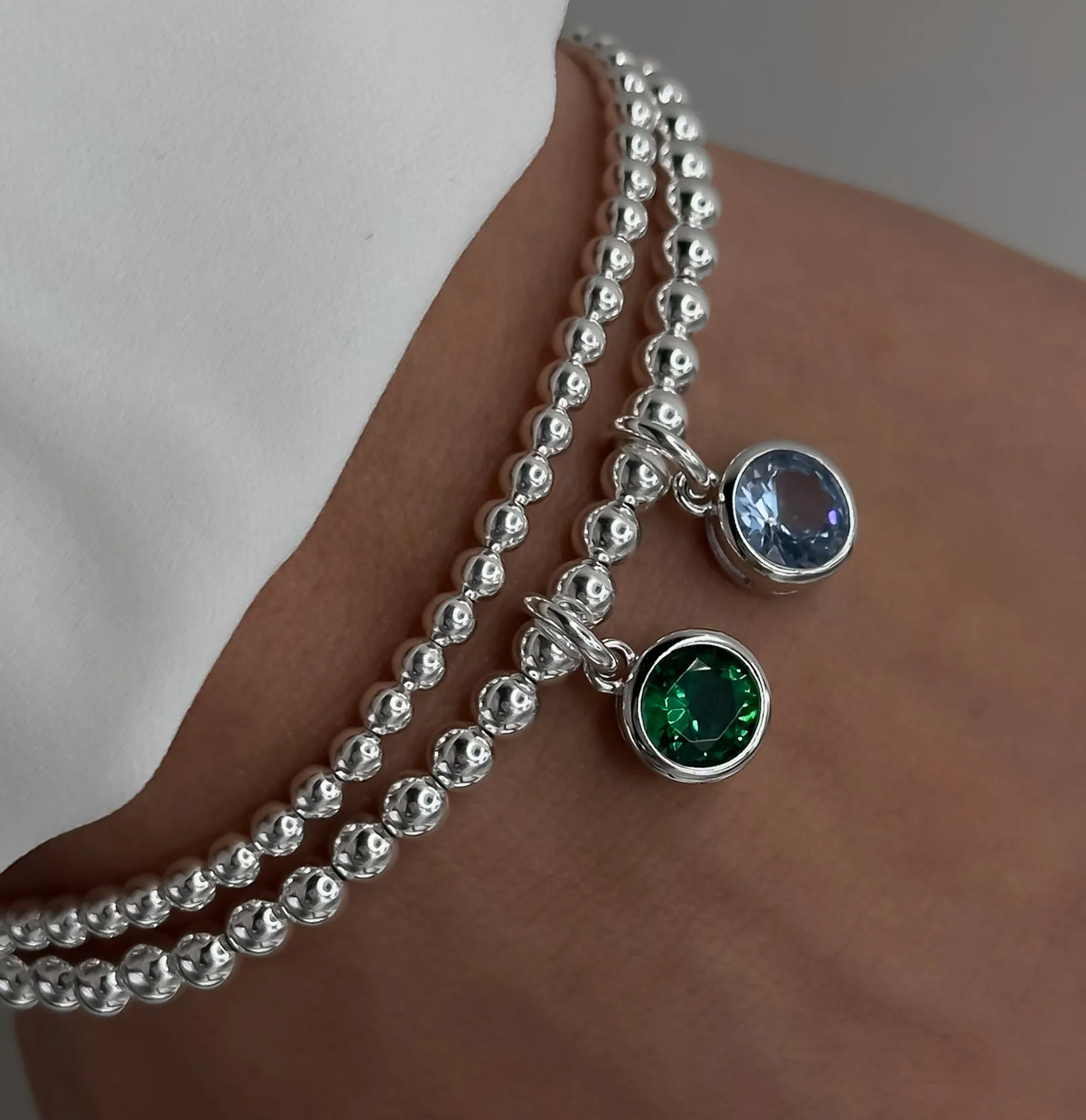 925 Sterling Silver Swarovski Birthstone Bracelets, Sterling Silver Stretch Bracelet, Birthstone Bracelet, Stacked Bracelets