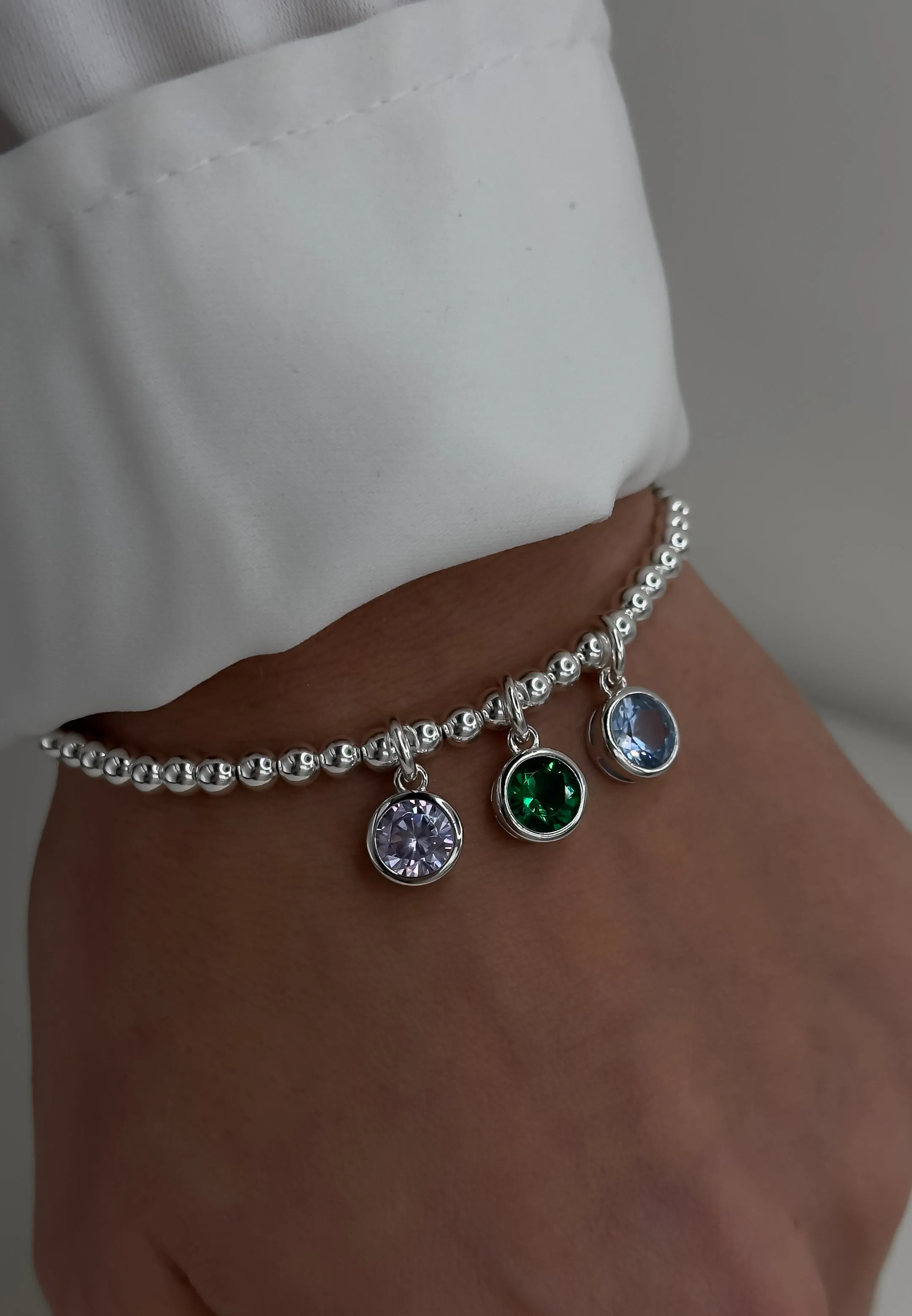 925 Sterling Silver Swarovski Birthstone Bracelets, Sterling Silver Stretch Bracelet, Birthstone Bracelet, Stacked Bracelets