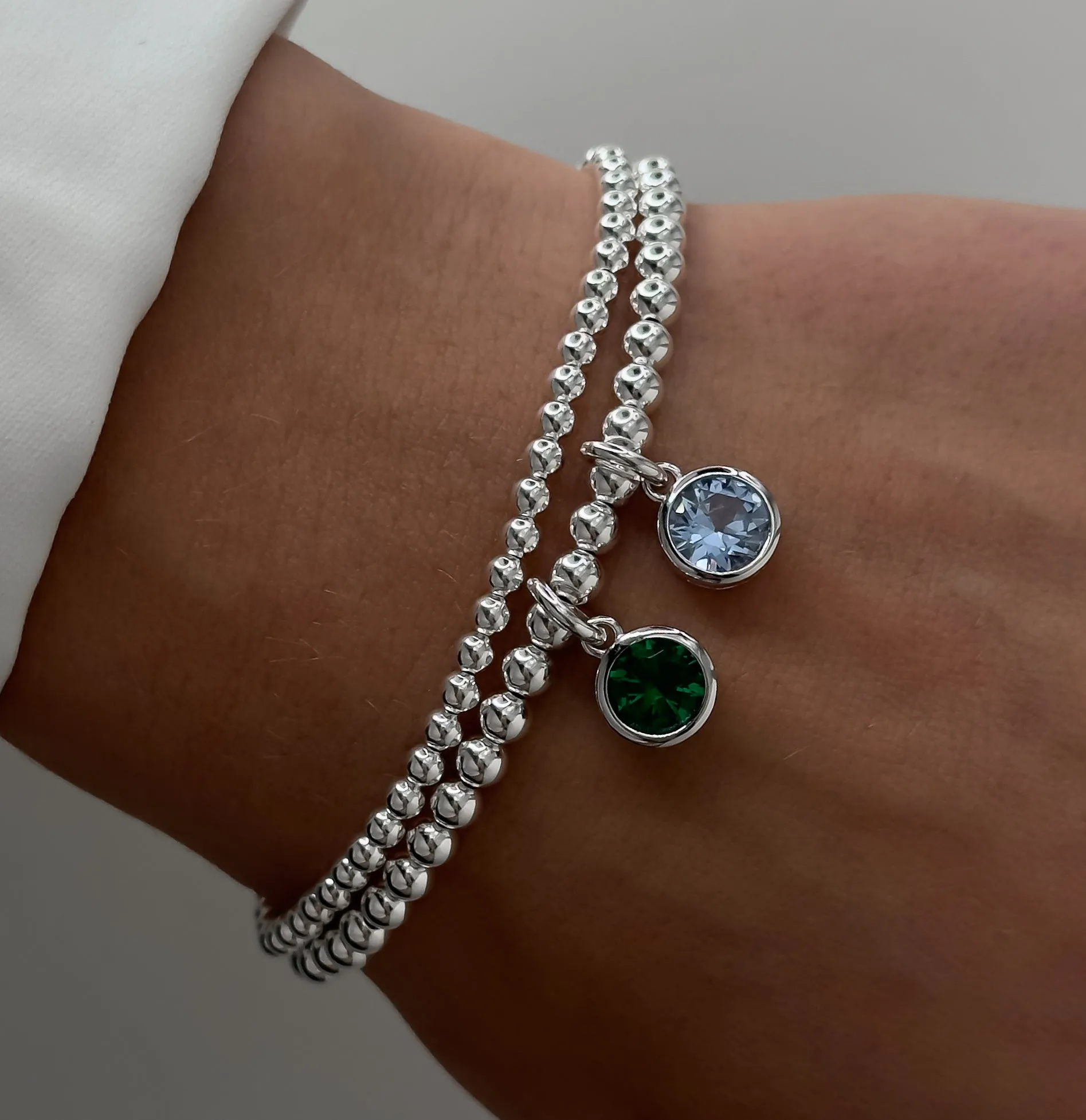 925 Sterling Silver Swarovski Birthstone Bracelets, Sterling Silver Stretch Bracelet, Birthstone Bracelet, Stacked Bracelets