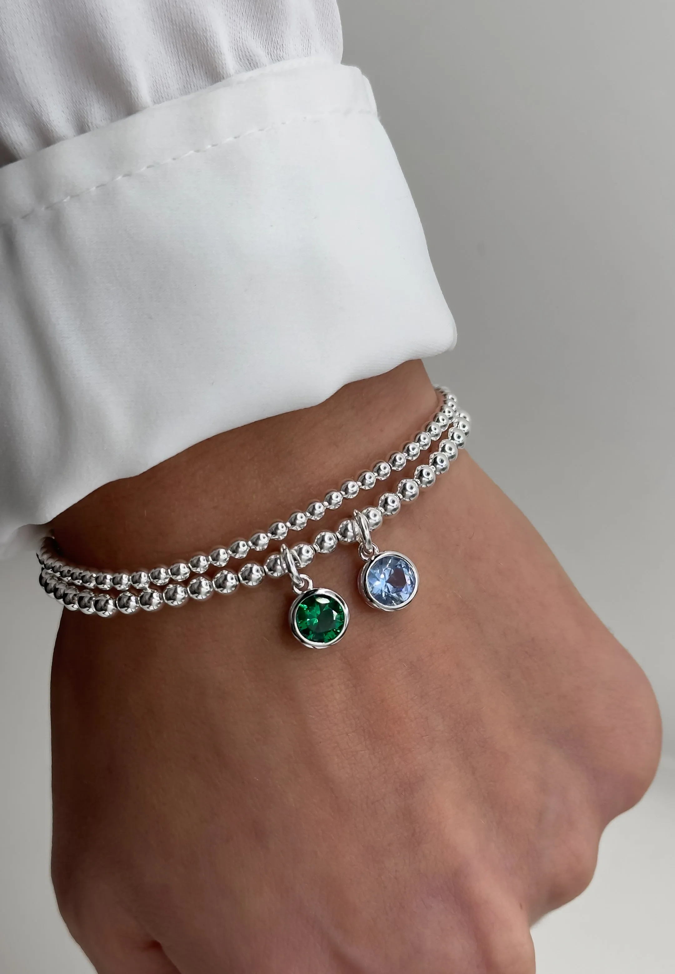 925 Sterling Silver Swarovski Birthstone Bracelets, Sterling Silver Stretch Bracelet, Birthstone Bracelet, Stacked Bracelets