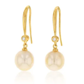 9ct Golden South Sea and Diamond Earrings