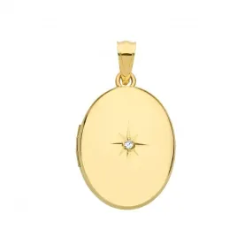 9ct Yellow Gold Oval Diamond Locket PN1082D