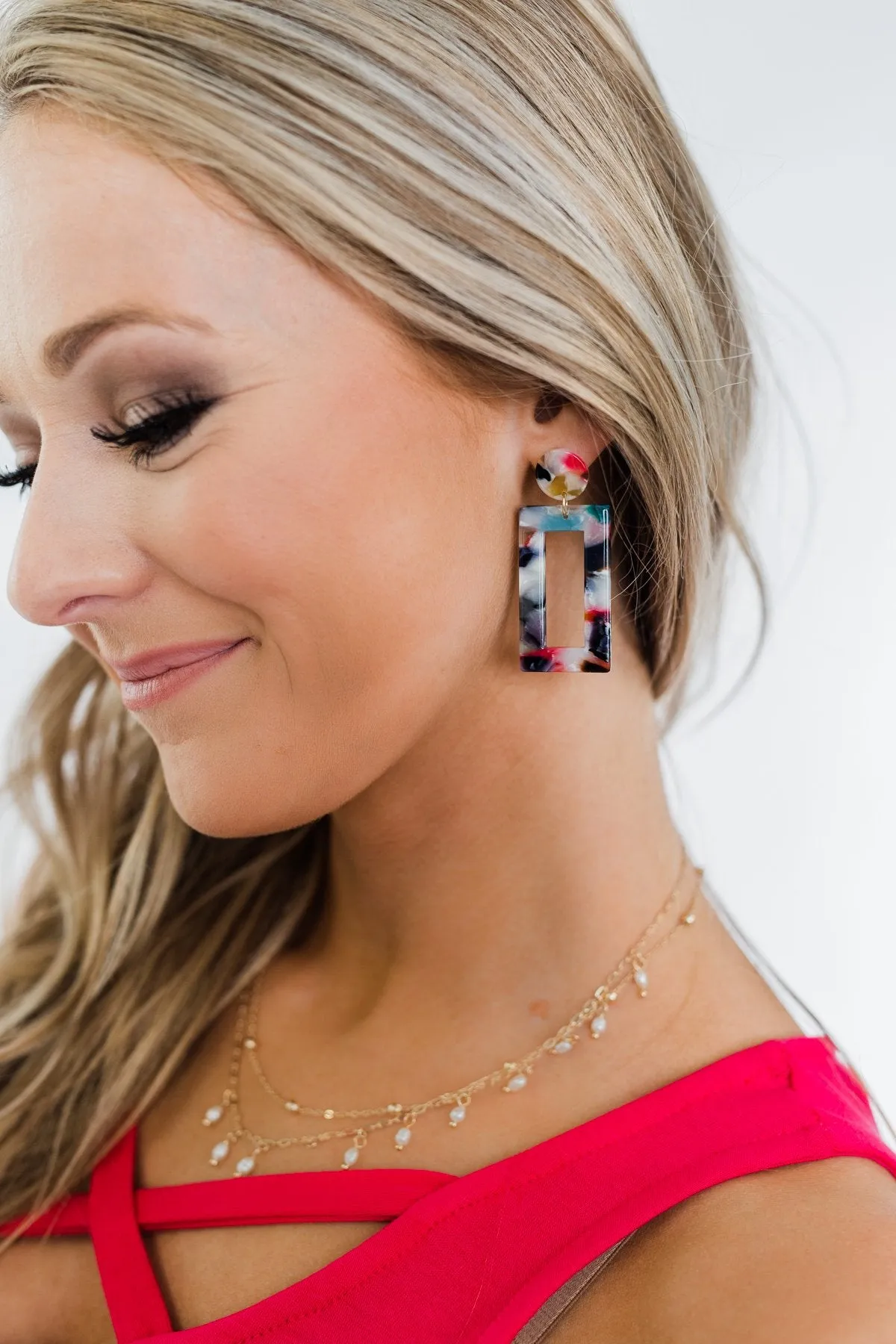 Acetate Dangle Earrings- Multi-Color